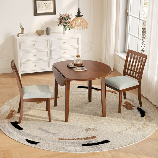 3-Piece Round Dining Table Set for 2 People - Brown - detail view 2