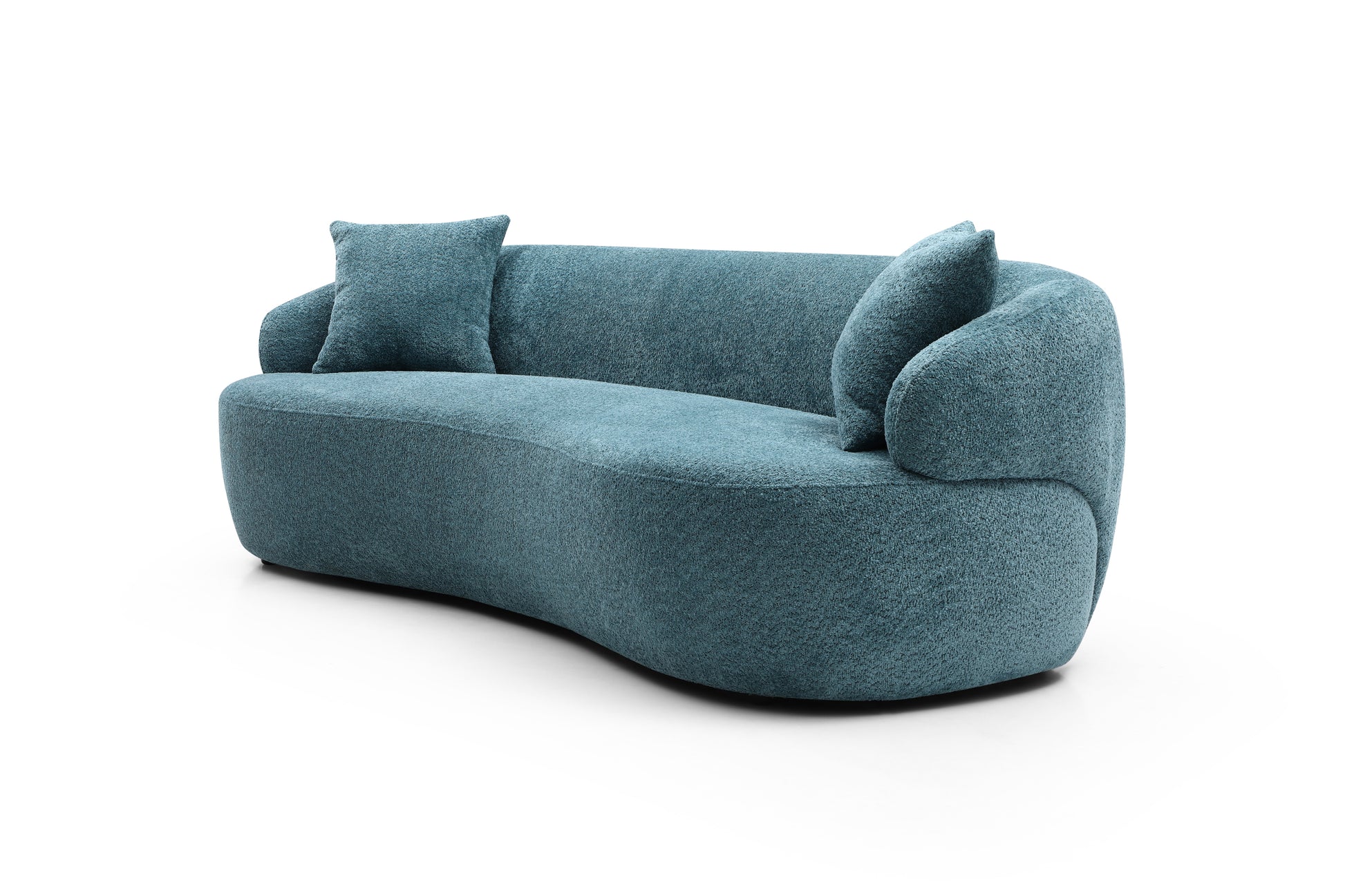 Blue Mid Century Modern Curved Sofa - detail view 2