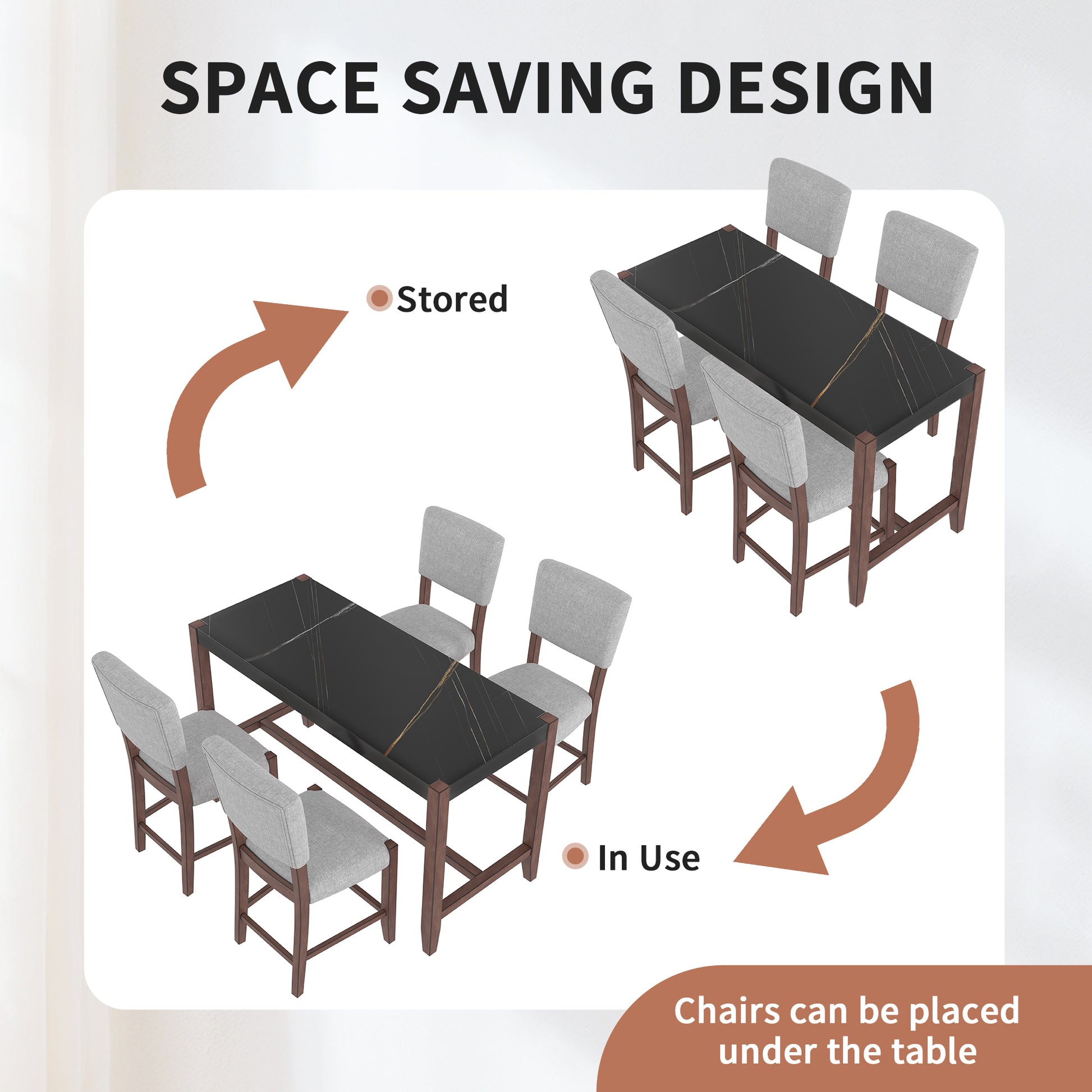 5-Piece Counter Height Dining Set - Black+ Gray - detail view 7