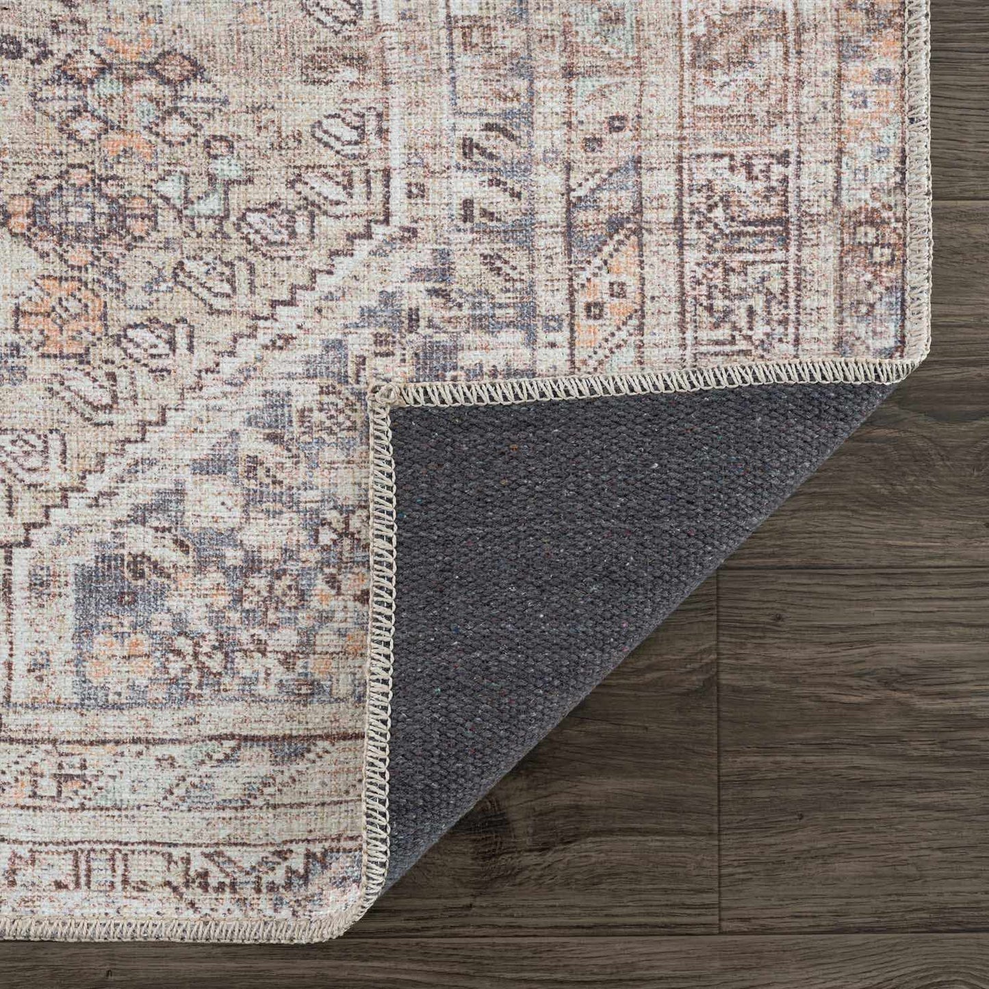 Barny Tan Flat Pile Washable Rug Area Rug