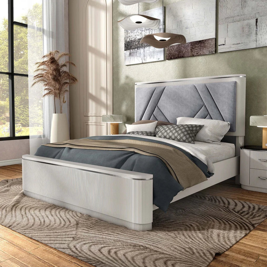 Aldgate Art Deco Style Light Gray King Bedroom Collection