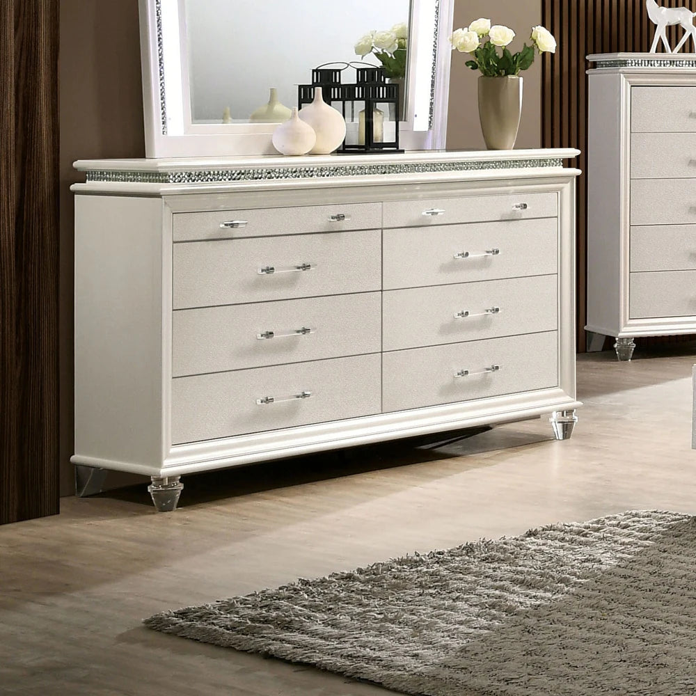 Maddie Pearl White Queen Glam Bedroom Collection