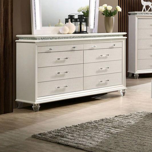 Maddie Pearl White Queen Glam Bedroom Collection