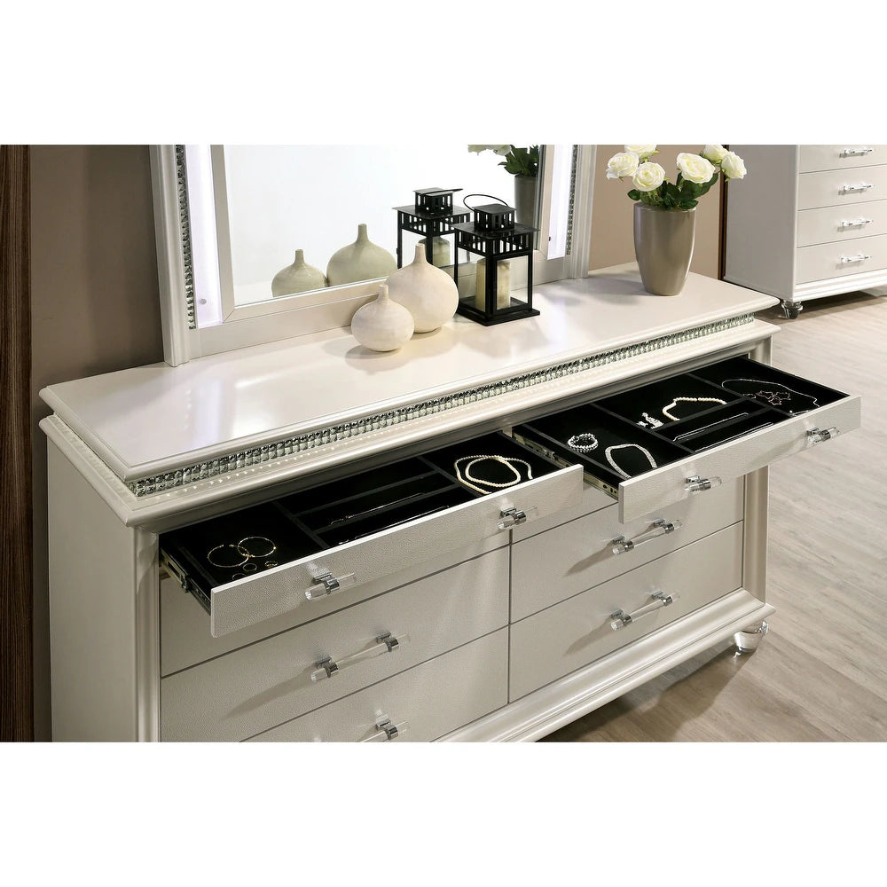 Maddie Pearl White Queen Glam Bedroom Collection