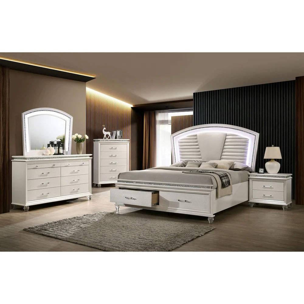 Maddie Pearl White Queen Glam Bedroom Collection