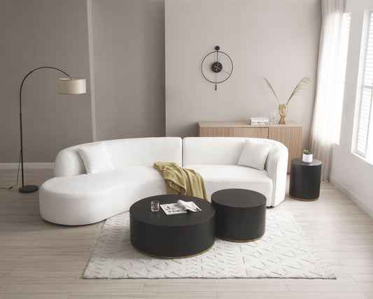 Arden 2-Piece Bouclé Curved Chaise Sectional – White