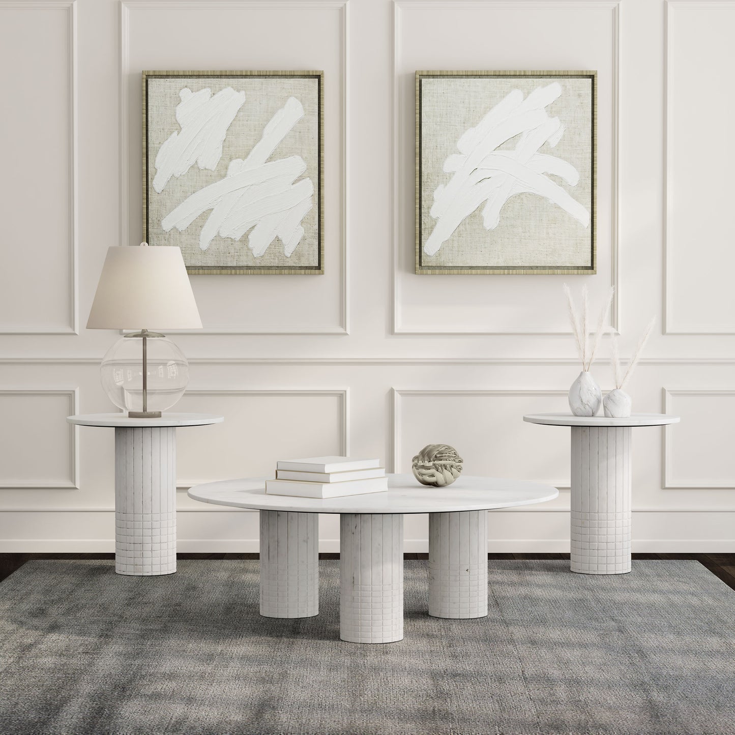 Astoria Round Genuine Marble Coffee Table White