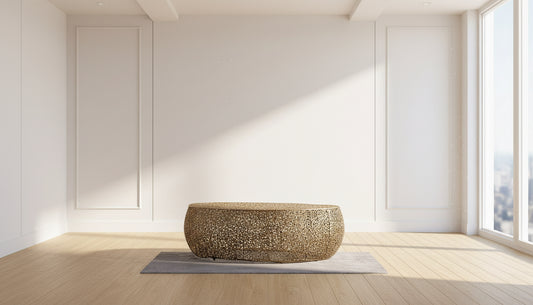 Azriel Oval Aluminum Mesh Coffee Table, Gold