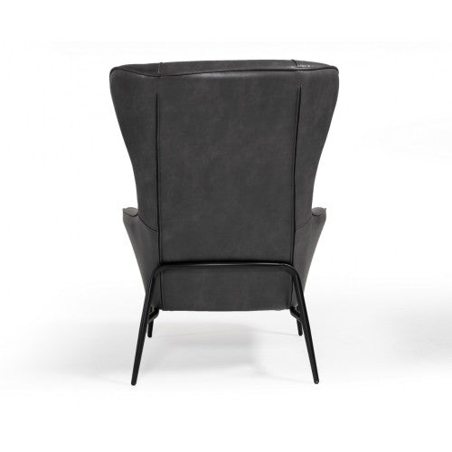 Divani Casa Susan Modern Dark Grey Leatherette Lounge Chair