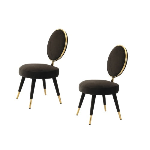Modrest Haswell Glam Black Velvet Accent Chair Set of 2