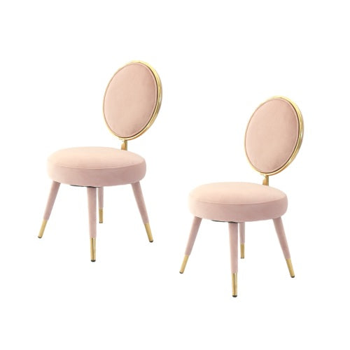 Modrest Haswell Glam Pink Velvet Accent Chair Set of 2