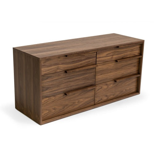 Modrest Amberlie Modern Walnut 6 Drawer Dresser