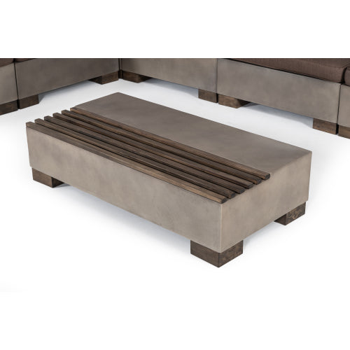 Modrest Delaware Modern Concrete & Acacia Rectangular Coffee Table