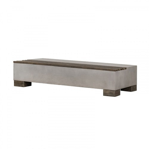 Modrest Delaware Modern Concrete & Acacia Rectangular Coffee Table