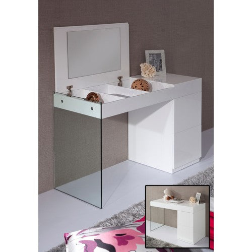 Modrest Volare - Modern White Floating Glass Vanity With Mirror