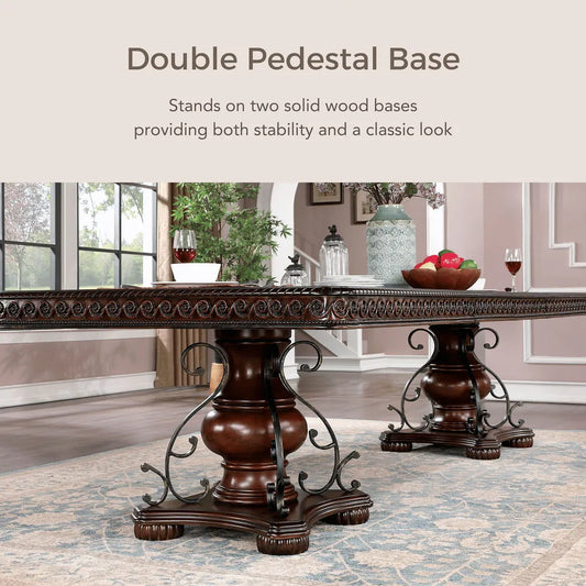 Picardy Traditional Double Pedestal Table - Brown Cherry