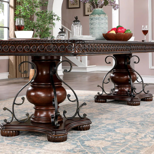 Picardy Traditional Double Pedestal Table - Brown Cherry