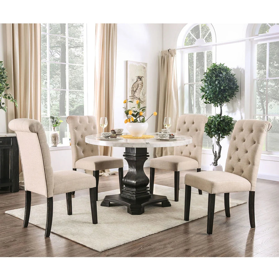 Elfredo Rustic 5-Piece Genuine Marble Dining Set