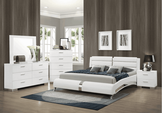The Roxbury Modern King Bedroom Set - Glossy White