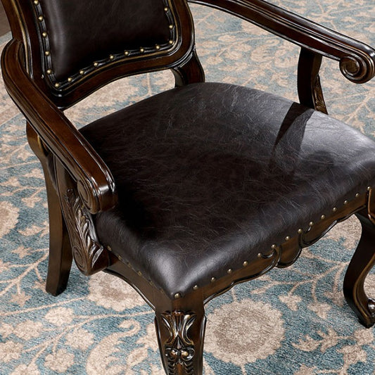 FOA Lombardy Collection Traditional Faux Wood Carved Arm Chair