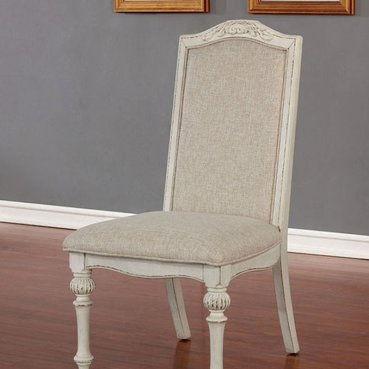 FOA Arcadia Rustic Antique White Dining Side Chair