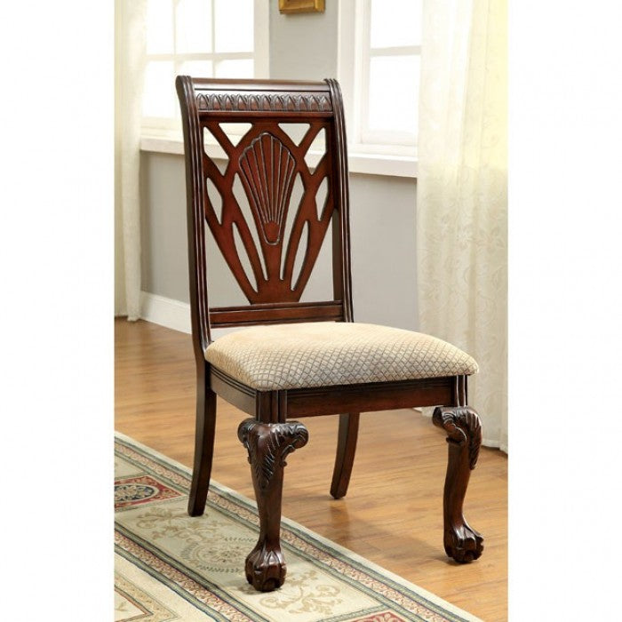 FOA Petersburg Traditional Intricate Carved Details Dining Side Chair Set of 2
