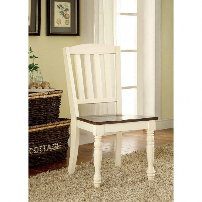 FOA Harrisburg Transitional Vintage White Dining Side Chair - Set of 2