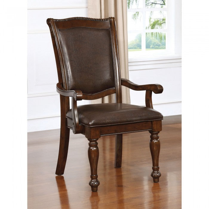 FOA Alpena Transitional Faux Leather Dining Arm Chair - Set of 2