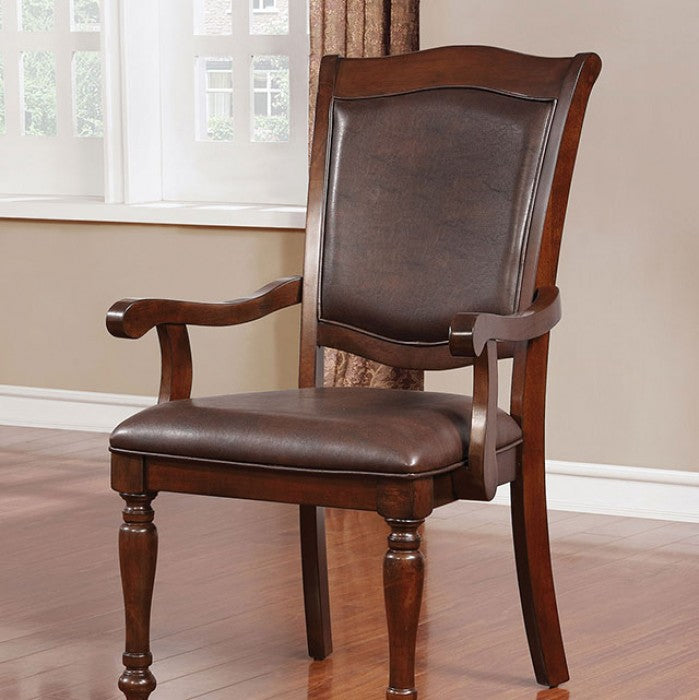 FOA Slyvana Traditional Faux Leather Dining Arm Chair - Set of 2
