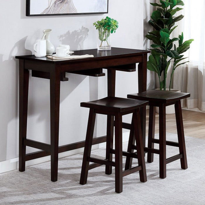 FOA Elinor Transitional Tibetan-Style 3 Piece Bar Table Set - Espresso