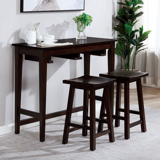 FOA Elinor Transitional Tibetan-Style 3 Piece Bar Table Set - Espresso
