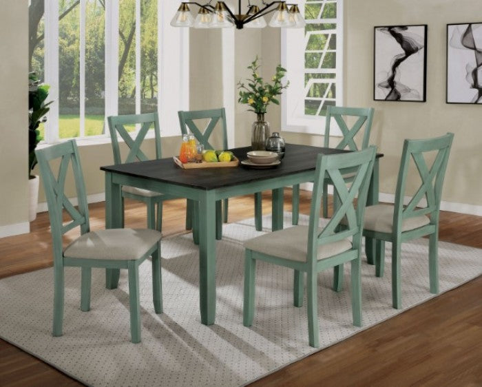 FOA Anya Rustic Style 7-Piece X-Back Design Dining Set