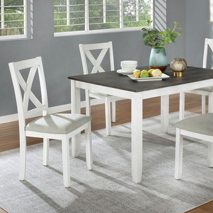 FOA Anya Rustic Style 5-Piece Distressed White Dining Set