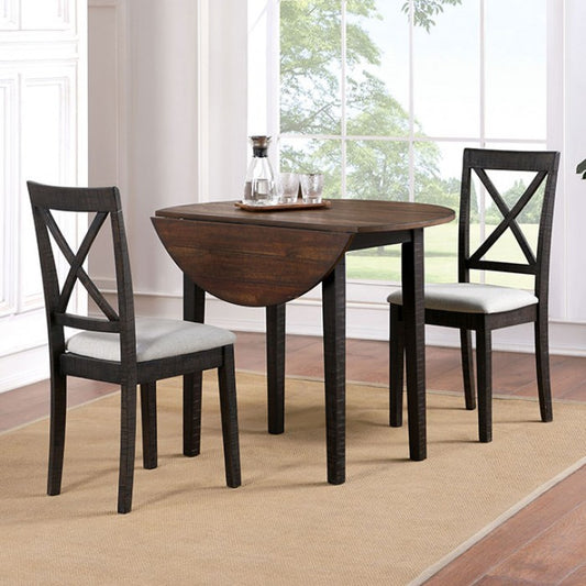 FOA Jaelynn Transitional 3-Piece Cross Back Chair Design Dining Set