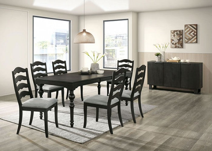 FOA Philipsburg Set of 2 Ladder Back Side Dining Chair - Antique Black/Gray