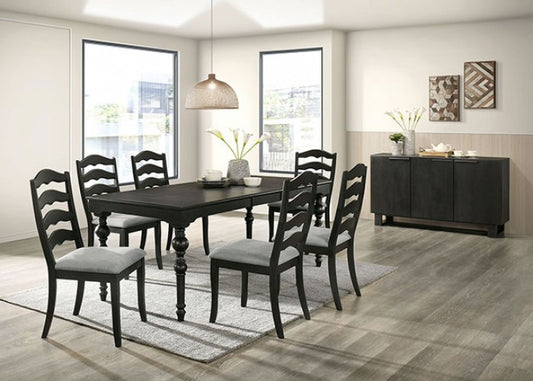 FOA Philipsburg Set of 2 Ladder Back Side Dining Chair - Antique Black/Gray