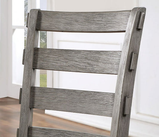 FOA Laquila Rustic Style Ladder Back Side Dining Chair