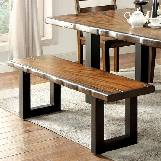 FOA Maddison Industrial Tobacco Oak Dining Bench