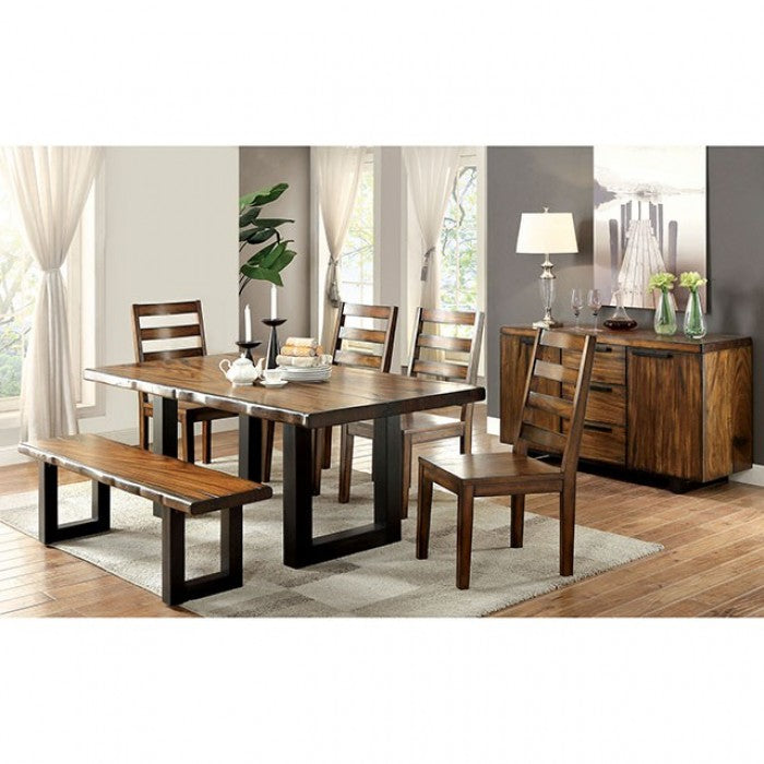 FOA Maddison Industrial Tobacco Oak Dining Bench
