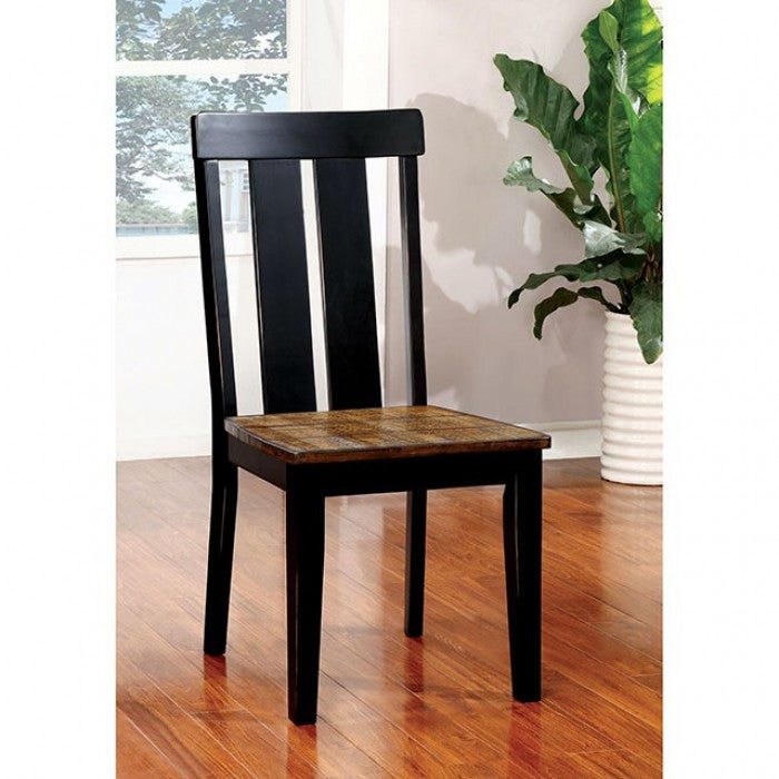 FOA Alana Transitional Plank Design Dining Side Chair - Set of 2
