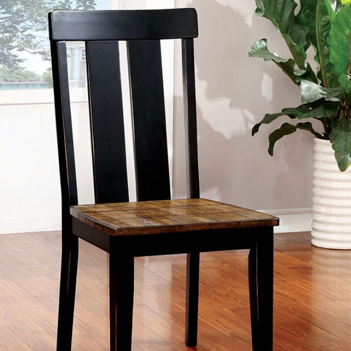 FOA Alana Transitional Plank Design Dining Side Chair - Set of 2
