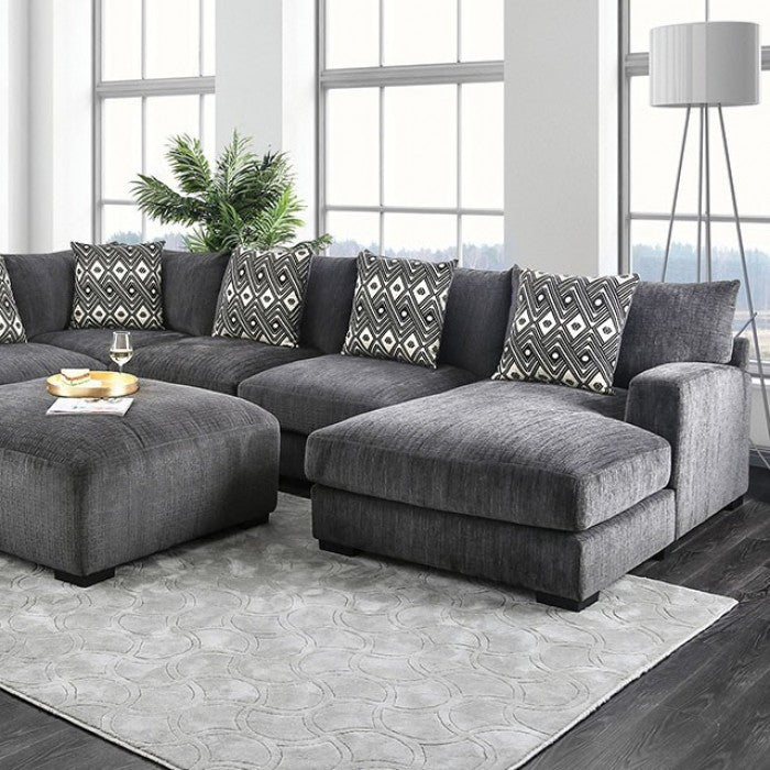 Kaylee Gray Upholstered "U" Shape Sectional with Right Chaise