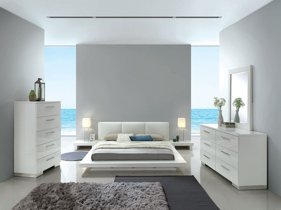 Christie Modern White Low Profile Queen Platform Bedroom Set