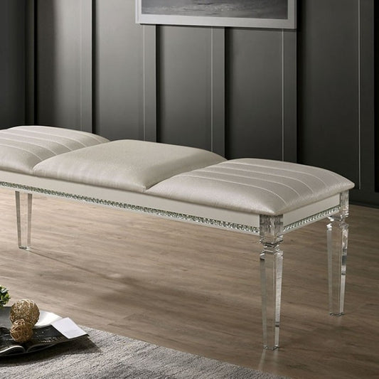 FOA Maddie Contemporary Princss Style Bench - Pearl White
