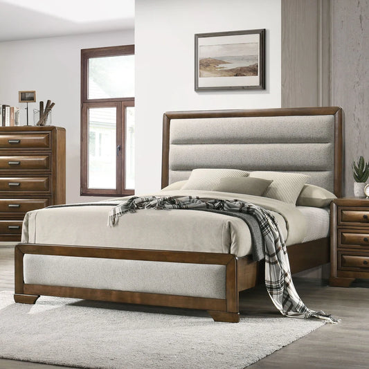 Caerwys Transitional Queen Bed - Brown & Light Gray