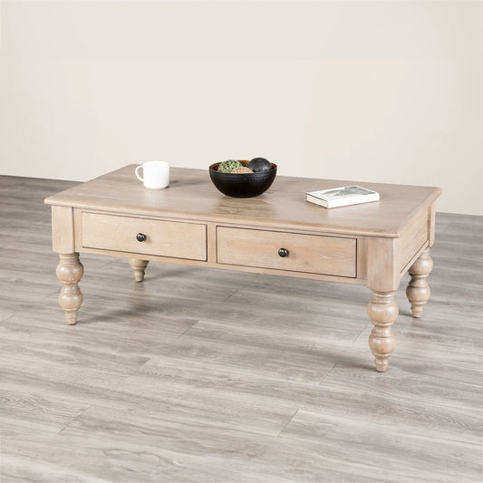 Chesapeake Modern Farmhouse Solid Wood 2-Drawer Coffee Table