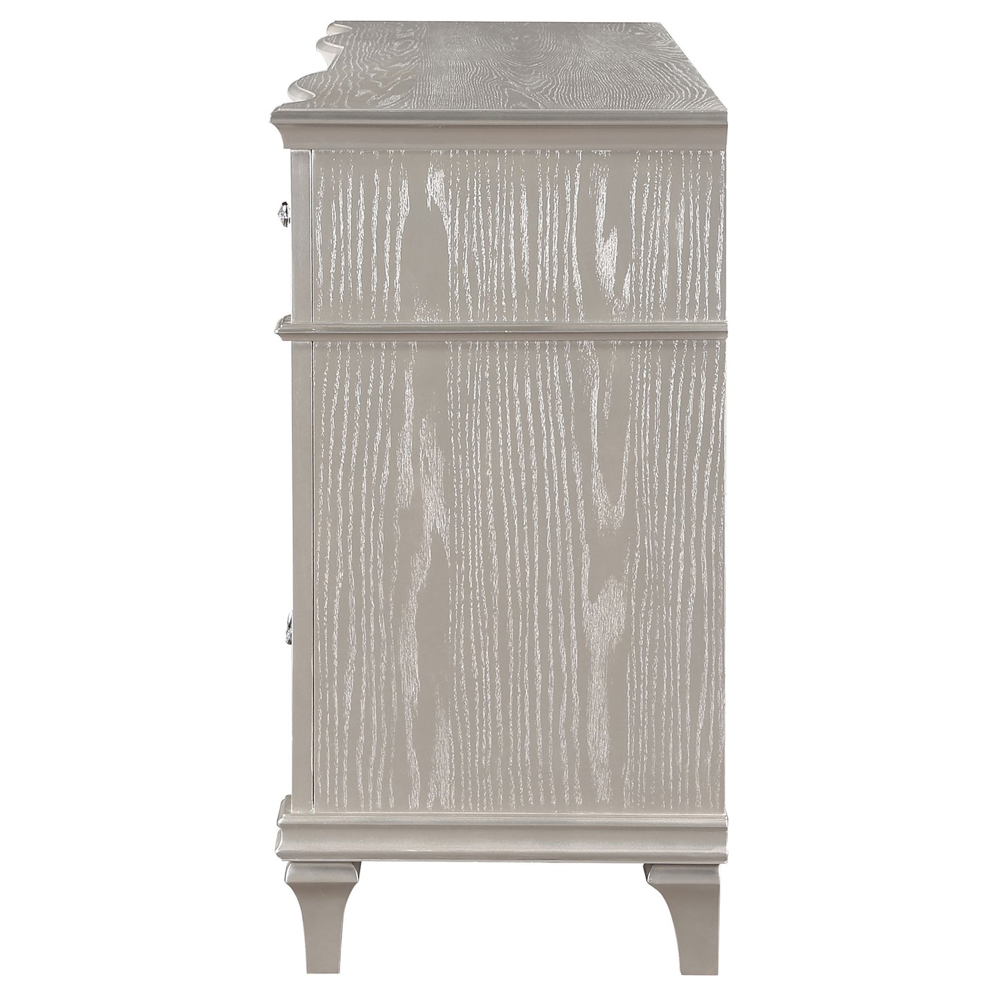 Evangeline 9 Drawer Glam Dresser with Removable Jewelry Tray in Silver Oak