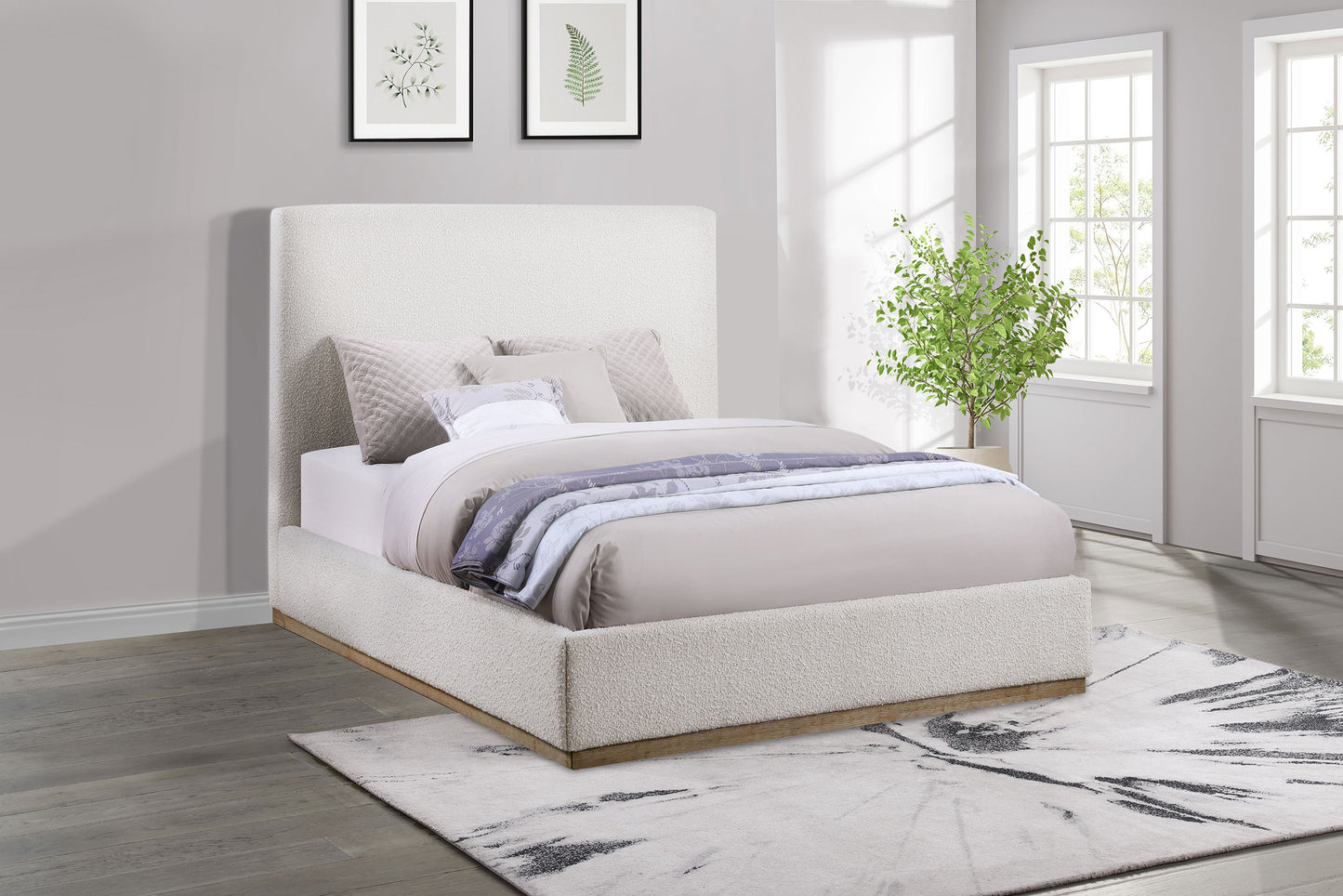 Knox Upholstered Queen Platform Bed Cream