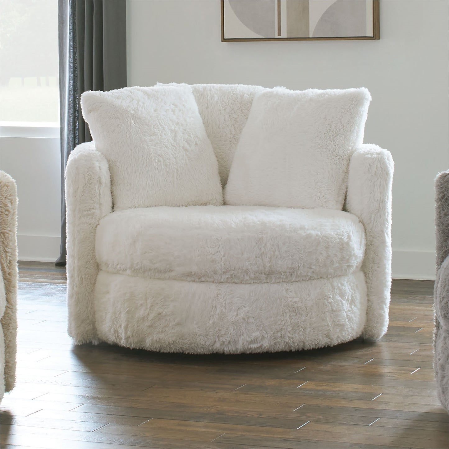 FOA Cochrane Contemporary Faux Fur Fabric Accent Chair - White