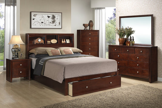Poundex Contemporary Classic Design Brown Cherry 2 Drawer Nightstand - F4776